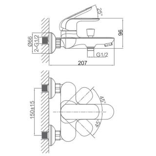 Смеситель для ванны DQ Venice Gondola чёрный DA1023218